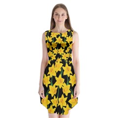 Yellow Daffodils Pattern Sleeveless Chiffon Dress   by Valentinaart