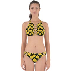 Yellow Daffodils Pattern Perfectly Cut Out Bikini Set by Valentinaart