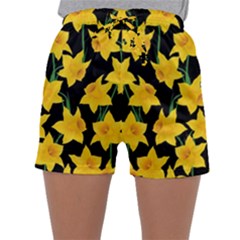 Yellow Daffodils Pattern Sleepwear Shorts by Valentinaart