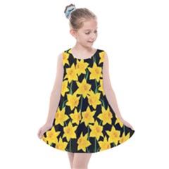 Yellow Daffodils Pattern Kids  Summer Dress by Valentinaart