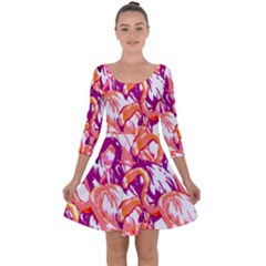 Flamingos Quarter Sleeve Skater Dress by StarvingArtisan