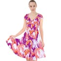 Flamingos Cap Sleeve Front Wrap Midi Dress View1