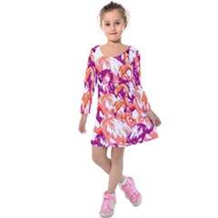 Flamingos Kids  Long Sleeve Velvet Dress