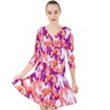 Flamingos Quarter Sleeve Front Wrap Dress View1