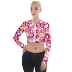 Flamingos Long Sleeve Cropped Velvet Jacket by StarvingArtisan