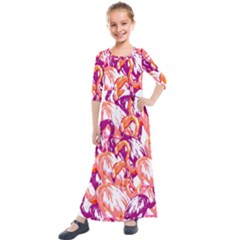 Flamingos Kids  Quarter Sleeve Maxi Dress by StarvingArtisan