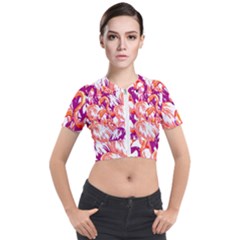 Flamingos Short Sleeve Cropped Jacket