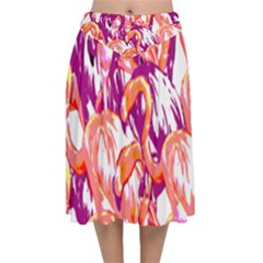 Flamingos Velvet Flared Midi Skirt by StarvingArtisan