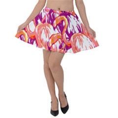 Flamingos Velvet Skater Skirt by StarvingArtisan