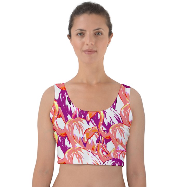 Flamingos Velvet Crop Top