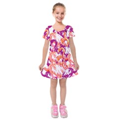 Flamingos Kids  Short Sleeve Velvet Dress by StarvingArtisan