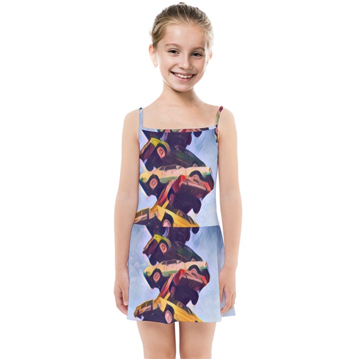 Pretty Colors Cars Kids  Summer Sun Dress