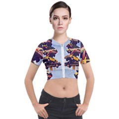 Pretty Colors Cars Short Sleeve Cropped Jacket by StarvingArtisan