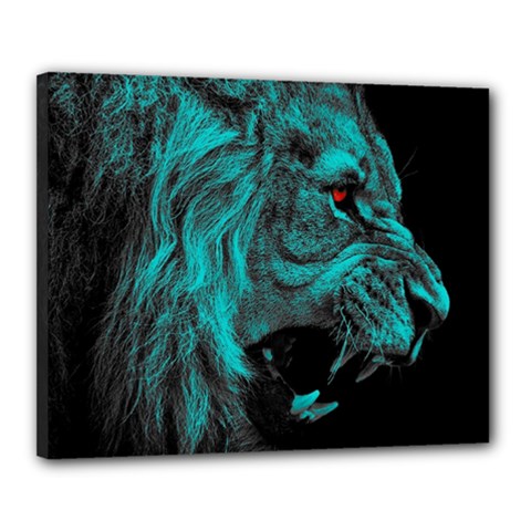 Angry Male Lion Predator Carnivore Canvas 20  X 16  (stretched) by Sudhe