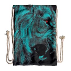 Angry Male Lion Predator Carnivore Drawstring Bag (large) by Sudhe