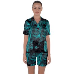 Angry Male Lion Predator Carnivore Satin Short Sleeve Pyjamas Set by Sudhe