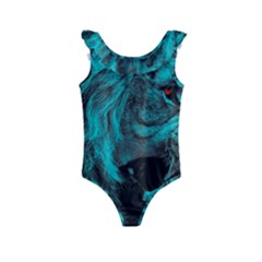 Angry Male Lion Predator Carnivore Kids  Frill Swimsuit by Sudhe