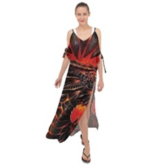 Dragon Maxi Chiffon Cover Up Dress by Sudhe