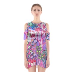 Trippy Forest Full Version Shoulder Cutout One Piece Dress by okhismakingart