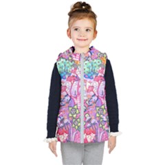 Trippy Forest Full Version Kids  Hooded Puffer Vest by okhismakingart