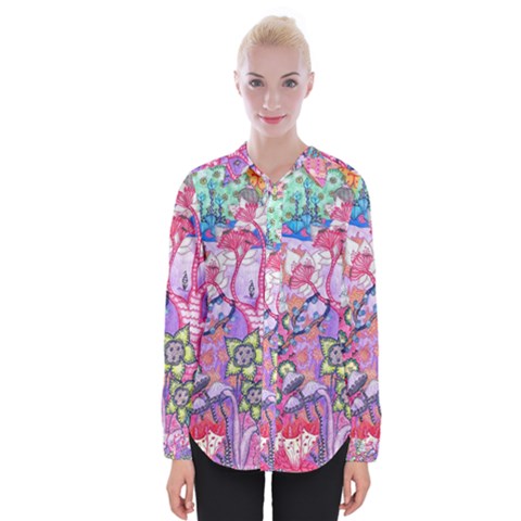 Trippy Forest Full Version Womens Long Sleeve Shirt by okhismakingart