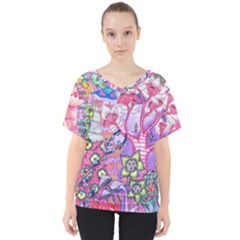 Trippy Forest Full Version V-neck Dolman Drape Top by okhismakingart