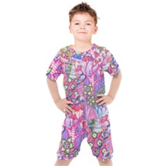 Trippy Forest Full Version Kids  Tee And Shorts Set by okhismakingart