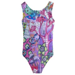 Trippy Forest Full Version Kids  Cut-out Back One Piece Swimsuit by okhismakingart