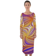 Electric Field Art Lii Quarter Sleeve Midi Bodycon Dress by okhismakingart