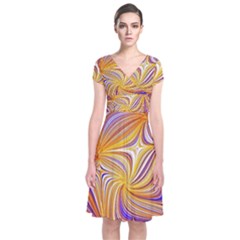 Electric Field Art Lii Short Sleeve Front Wrap Dress by okhismakingart