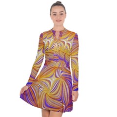 Electric Field Art Lii Long Sleeve Panel Dress by okhismakingart