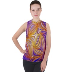 Electric Field Art Lii Mock Neck Chiffon Sleeveless Top by okhismakingart