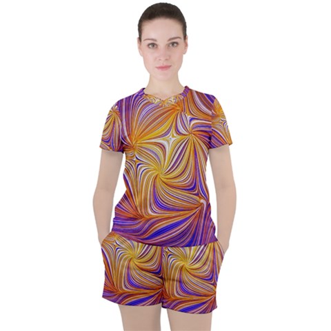 Electric Field Art Lii Women s Tee And Shorts Set by okhismakingart