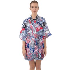 Floral Jungle  Quarter Sleeve Kimono Robe by okhismakingart