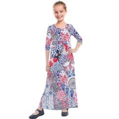 Floral Jungle  Kids  Quarter Sleeve Maxi Dress by okhismakingart