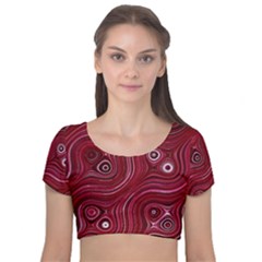 Electric Field Art Xxxviii Velvet Short Sleeve Crop Top  by okhismakingart