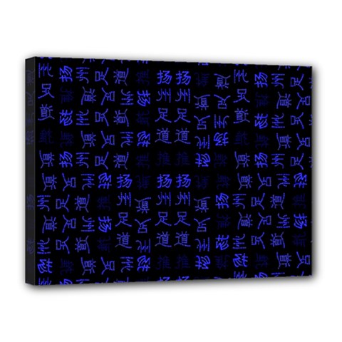 Neon Oriental Characters Print Pattern Canvas 16  X 12  (stretched)