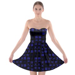 Neon Oriental Characters Print Pattern Strapless Bra Top Dress by dflcprintsclothing