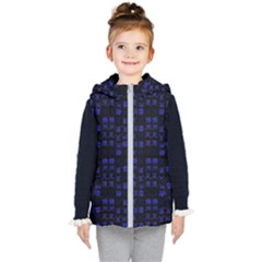 Neon Oriental Characters Print Pattern Kids  Hooded Puffer Vest by dflcprintsclothing