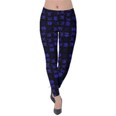 Neon Oriental Characters Print Pattern Velvet Leggings by dflcprintsclothing