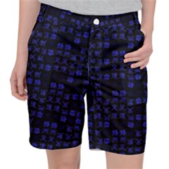 Neon Oriental Characters Print Pattern Pocket Shorts by dflcprintsclothing