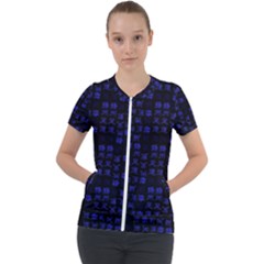 Neon Oriental Characters Print Pattern Short Sleeve Zip Up Jacket by dflcprintsclothing