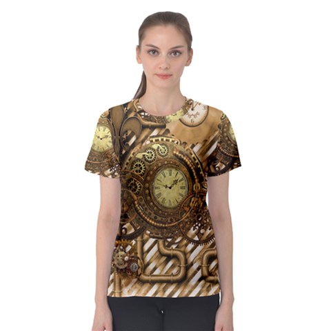 Wonderful Steampunk Design, Awesome Clockwork Women s Sport Mesh Tee by FantasyWorld7