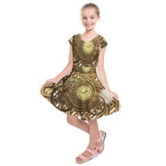 Wonderful Steampunk Design, Awesome Clockwork Kids  Short Sleeve Dress by FantasyWorld7