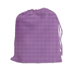 Purple Gingham Drawstring Pouch (xxl) by retrotoomoderndesigns