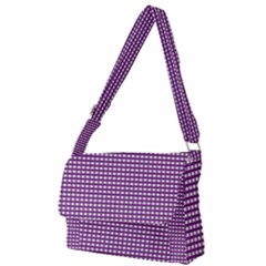 Purple Gingham Full Print Messenger Bag by retrotoomoderndesigns