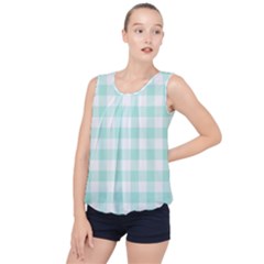 Mint Green Gingham Bubble Hem Chiffon Tank Top by retrotoomoderndesigns