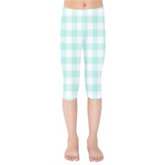 Mint Green Gingham Kids  Capri Leggings  by retrotoomoderndesigns