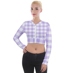 Lavender Gingham Long Sleeve Cropped Velvet Jacket