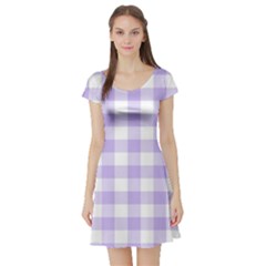 Lavender Gingham Short Sleeve Skater Dress by retrotoomoderndesigns